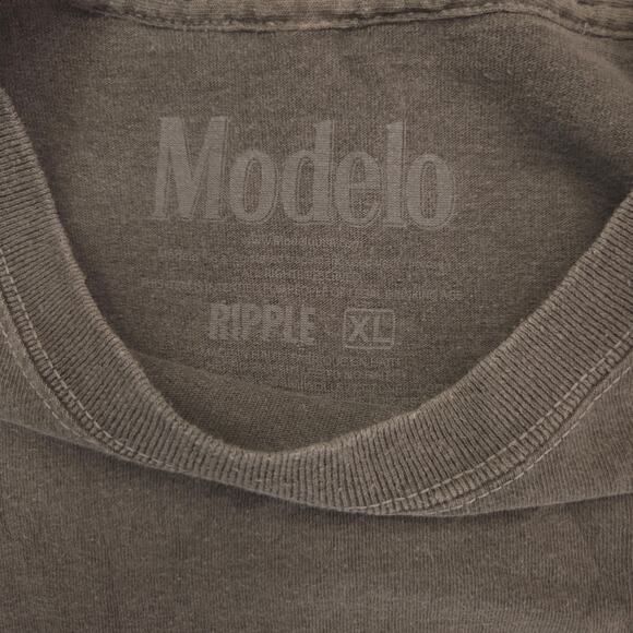 Modelo Short Sleeve Crew Neck Graphic T Shirt Mens Size Extra Large XL Gray - Picture 3 of 9